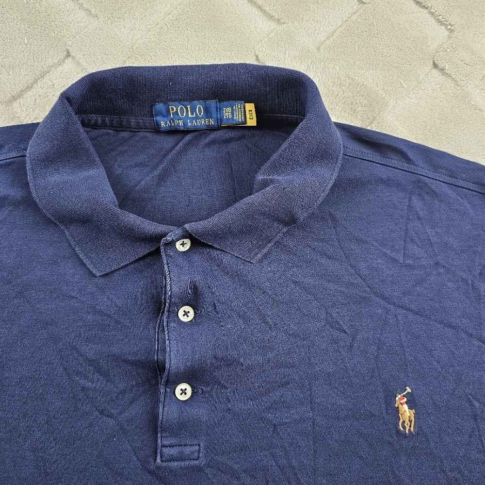 Polo by Ralph Lauren Polo Shirt Mens 2XB Navy Blue with Small Tan Logo